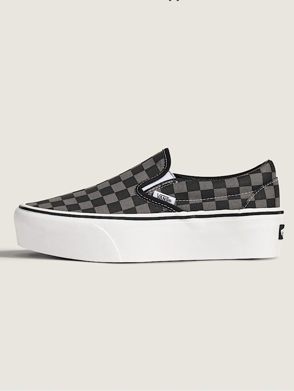 New NWOT Vans Classic Slip-On Platform Checkerboard Shoe in Black and Grey W 8 - Picture 2 of 13